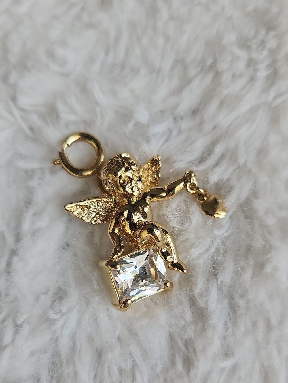 Vintage gold-toned Kirks Folly Guardian Angel Cherub Charm